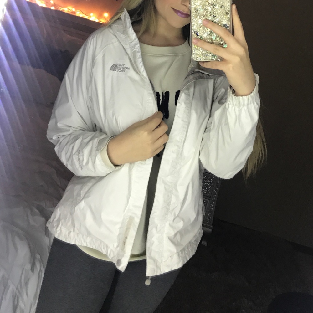 White north face rain jacket!